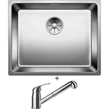 Dřez pod desku SET Blanco ANDANO 500-U nerez hedvábný lesk 522967 + Blanco DARAS-S chrom 517731