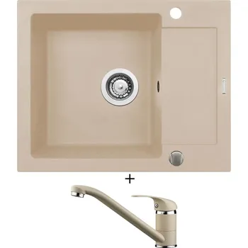 Granitový dřez Granitový dřez SET Pyramis MIDO (62x50) 1B 1D béžová + Pyramis ASALIA béžová