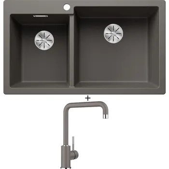 Granitový dřez Granitový dřez SET Blanco PLEON 9 šedá vulkán 527325 + Blanco MILI šedá vulkán 527460