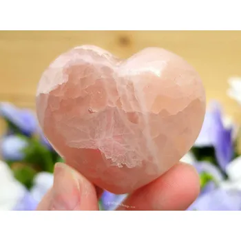 Přírodní kámen Hladké srdce z růžového kalcitu (Pákistán) 88g
