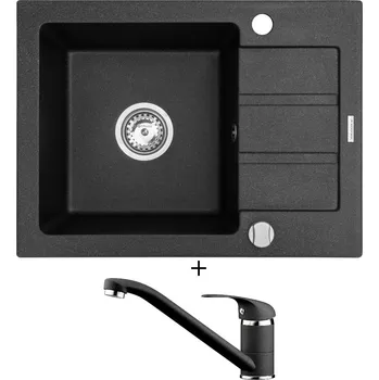 Granitový dřez Granitový dřez SET Pyramis ATHENA (62x44) 1B 1D černá + Pyramis ASALIA černá