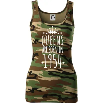 Dámské tričko Queens are born in 1954 - Dámské Maskáčové tílko - S ( Hnědý maskáč )