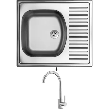 Kuchyňský dřez Nerezový dřez SET Sinks SHORT 580 M nerez matný + Deante LIMA BBM F62M nerez