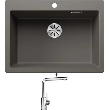 Granitový dřez Granitový dřez SET Blanco PLEON 8 šedá vulkán 527323 + Blanco MILA chrom 519414