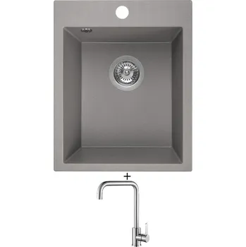 Granitový dřez SET Laveo CHICHI hliníková + Laveo BONA BAB 265D nerez