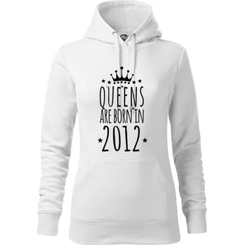 Dámská mikina Queens are born in 2012 - Mikina dámská Cape s kapucí - M ( Bílá )