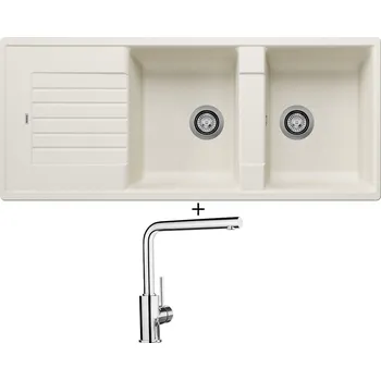 Granitový dřez Granitový dřez SET Blanco ZIA 8 S bílá soft s excentrem + Blanco MILA chrom 519414