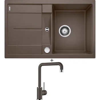 Granitový dřez Granitový dřez SET Blanco METRA 45 S kávová + excentrické ovládání + Blanco MILI kávová 523111
