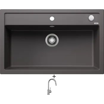 Granitový dřez Granitový dřez SET Blanco DALAGO 8 šedá skála s excentrem 518852 + Blanco MIDA-S chrom 521454