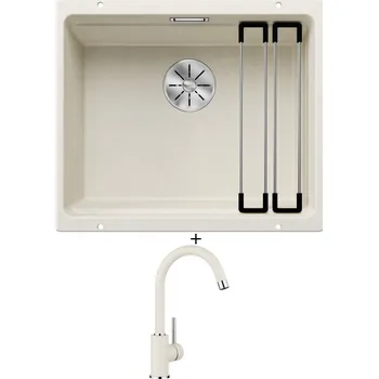 Granitový dřez Dřez pod desku SET Blanco ETAGON 500-U bílá soft 527075 + Blanco MIDA bílá soft 526966