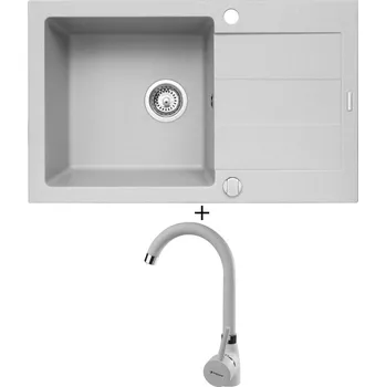 Granitový dřez Granitový dřez SET Pyramis SPARTA PLUS (78x48) 1B 1D šedá + Pyramis BELLO šedá