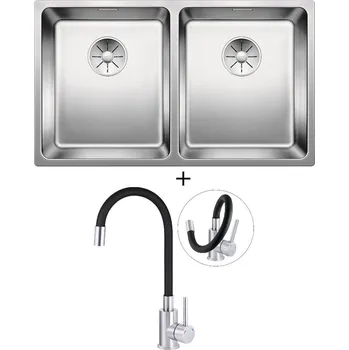 Nerezový dřez SET Blanco ANDANO 340/340-IF nerez hedvábný lesk 522981 + Deante NEO LUNO BOC B720 nerez