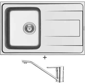 Nerezový dřez SET Pyramis ALEA (79x50) 1B 1D nerez + Deante CORIO BFC 060M chrom