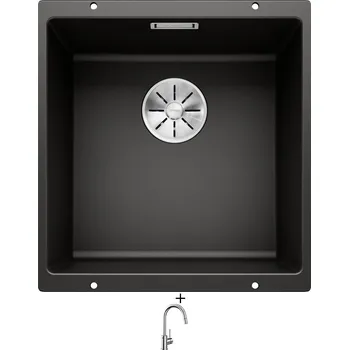 Granitový dřez Dřez pod desku SET Blanco SUBLINE 400 U černá 525990 + Blanco MIDA-S chrom 521454