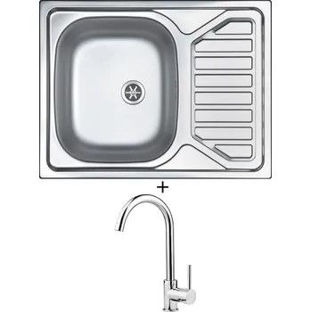 Kuchyňský dřez Nerezový dřez SET Sinks OKIO 650 M nerez matný + Deante ASTER 062 M chrom