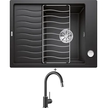 Granitový dřez Granitový dřez SET Blanco ELON 45 S antracit + excentrické ovládání + Blanco MIDA-S antracit 521455