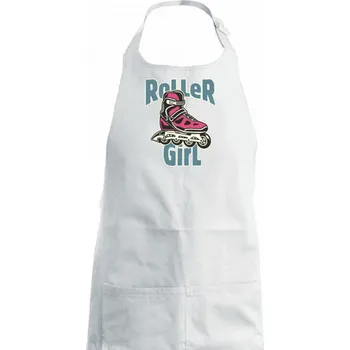 Kuchyňská zástěra Roller Girl modern - Dámská zástěra na vaření - Univerzální velikost ( Bílá )