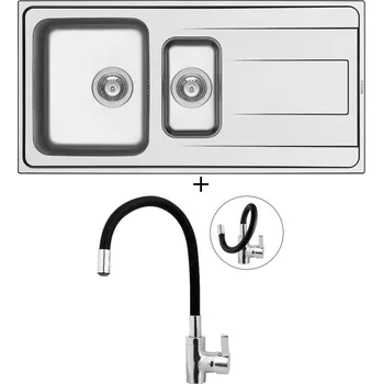 Nerezový dřez Nerezový dřez SET Pyramis ALEA (100x50) 1 1/2B 1D nerez + Pyramis FLESSI černá
