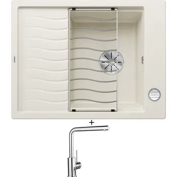 Granitový dřez Granitový dřez SET Blanco ELON 45 S bílá soft + excentrické ovládání + Blanco MILA chrom 519414
