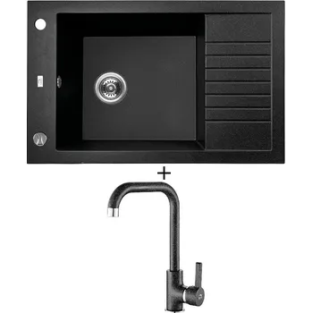 Granitový dřez Granitový dřez SET Laveo PIONIER černá + Laveo LENA BKU 765D černá