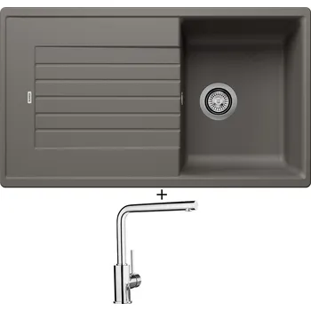 Kuchyňský dřez Granitový dřez SET Blanco ZIA 45 SL šedá vulkán 527384 + Blanco MILA chrom 519414