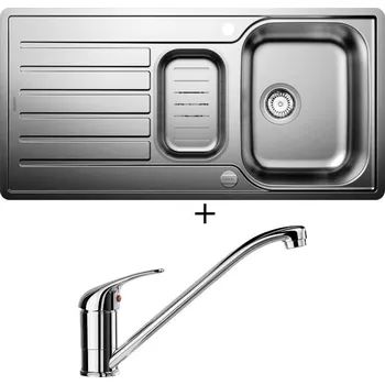Nerezový dřez SET Blanco LANTOS II 6 S-IF nerez kartáčovaný s excentrem + miska 526628 + Blanco DARAS chrom 517720