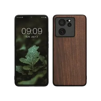 Pouzdro na mobilní telefon Dřevěné pouzdro pro Xiaomi 13T / 13T Pro - tmavě hnědá