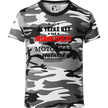 Chlapecké tričko Je těžké být tak neodolatelný - motorkář - Dětské maskáčové triko - 122 cm/6 let ( Šedý maskáč )