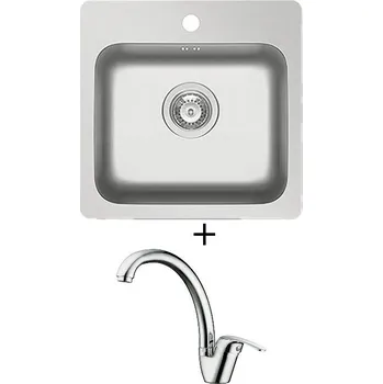 Nerezový dřez Nerezový dřez SET Pyramis ZERIA (46x45) 1B nerez + Pyramis OSSIA chrom