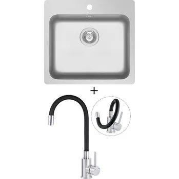 Nerezový dřez Nerezový dřez SET Pyramis ZERIA (56x52) 1B nerez + Deante NEO LUNO BOC B720 nerez