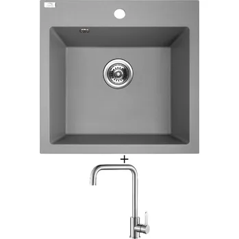 Granitový dřez Granitový dřez SET Laveo ALENA hliníková + Laveo BONA BAB 265D nerez