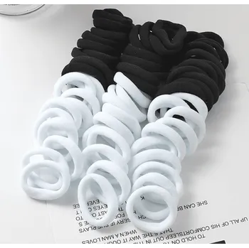 Gumičky do vlasů 50 ks - černé a bílé