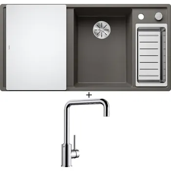 Granitový dřez Granitový dřez SET Blanco AXIA III 6 S šedá vulkán s excentrem + skleněná krájecí deska 527228 + Blanco MILI chrom 519413
