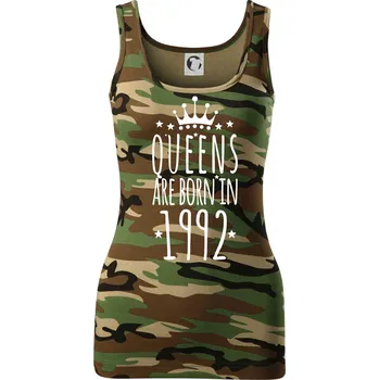 Dámské tričko Queens are born in 1992 - Dámské Maskáčové tílko - 2XL ( Hnědý maskáč )