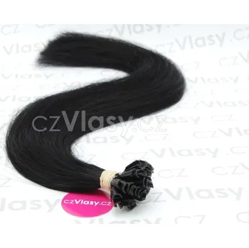 czVlasy.cz Indické vlasy na metodu keratin odstín 1 Délka: 40 cm, Hmotnost: 0,8 g/pramínek, REMY