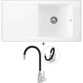 Keramický dřez Keramický dřez SET Villeroy &amp; Boch Timeline 1000.0 keramika bílá + Deante NEO LUNO BOC B720 nerez