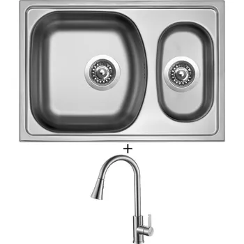 Nerezový dřez Nerezový dřez SET Sinks TWIN 620.1 V nerez matný + Laveo BONA BAB 269U nerez