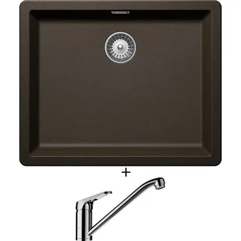 Granitový dřez Dřez pod desku SET Schock GREENWICH N-100L U Bronze + Schock COSMO 525001 chrom