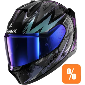 Helma na motorku Shark d-skwal 3 blast-r barva černá/fialová/lesklá/šedá, velikost m(57-58)