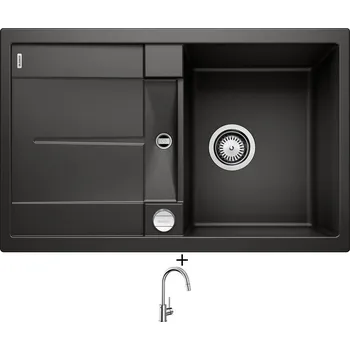 Granitový dřez SET Blanco METRA 45 S černá + excentrické ovládání + Blanco MIDA-S chrom 521454