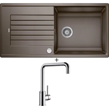 Kuchyňský dřez Granitový dřez SET Blanco ZIA XL 6 S kávová + excentrické ovládání + Blanco MILI chrom 519413