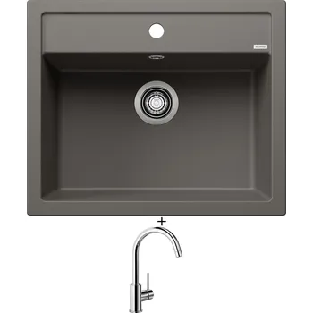 Kuchyňský dřez Granitový dřez SET Blanco DALAGO 6 šedá vulkán + Blanco MIDA chrom 517742