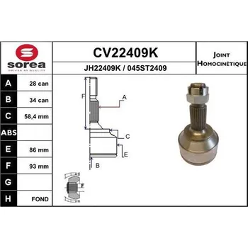 Autodíl Sada kloubů, hnací hřídel EAI CV22409K