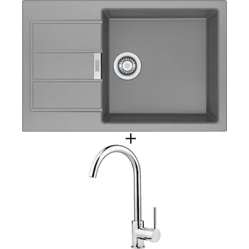Kuchyňský dřez Tectonitový dřez SET Franke S2D 611-78 XL šedá + Deante ASTER 062 M chrom