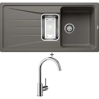 Granitový dřez Granitový dřez SET Blanco SONA 6 S šedá vulkán + nerezová miska + Blanco MIDA chrom 517742