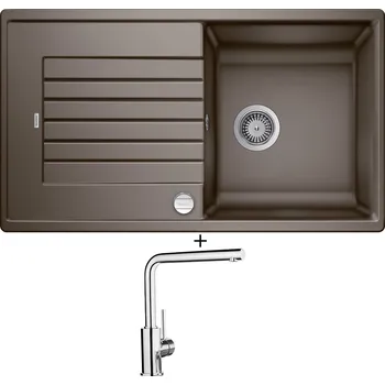Kuchyňský dřez Granitový dřez SET Blanco ZIA 5 S kávová s excentrem + Blanco MILA chrom 519414
