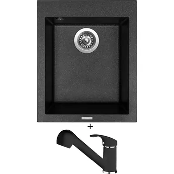 Granitový dřez Granitový dřez SET Sinks CUBE 410 granblack + Deante PEPE BDP 271M černá