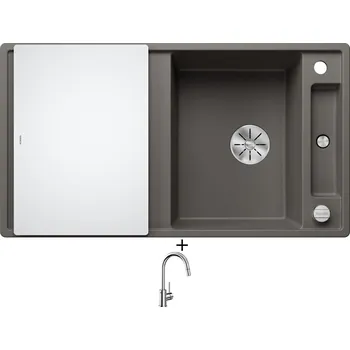 Granitový dřez Granitový dřez SET Blanco AXIA III 5 S šedá vulkán s excentrem + skleněná krájecí deska 527222 + Blanco MIDA-S chrom 521454