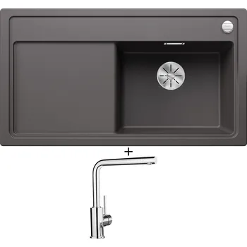 Granitový dřez Granitový dřez SET Blanco ZENAR 5 S šedá skála 523935 + Blanco MILA chrom 519414