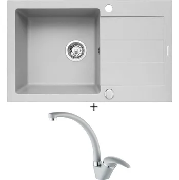 Granitový dřez Granitový dřez SET Pyramis SPARTA PLUS (78x48) 1B 1D šedá + Pyramis OSSIA šedá